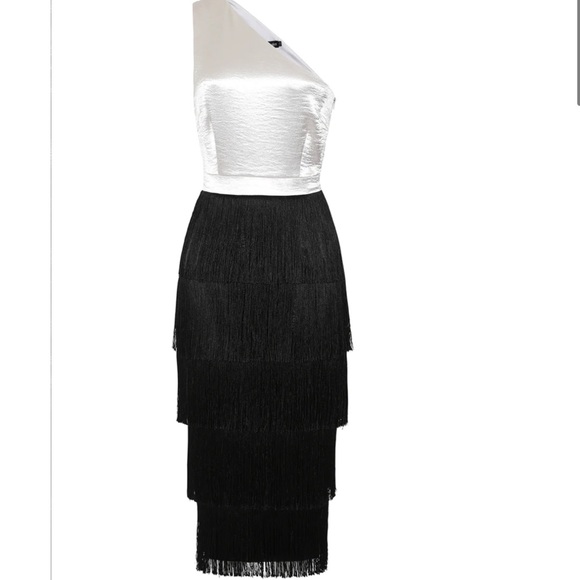 Stunning Lavish Alice X Rosie Connolly Fringe Metallic and black Dress - Picture 1 of 8